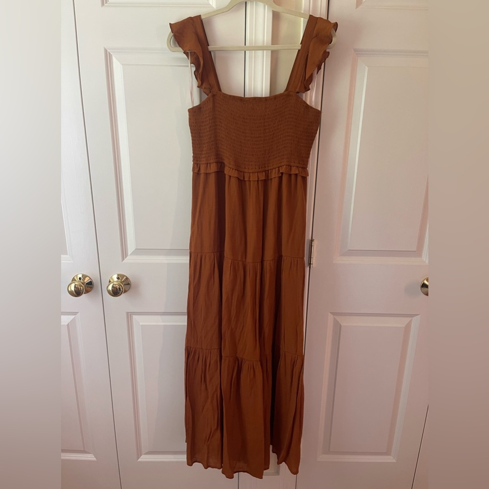 Nanette smocked flutter sleeve fall dress